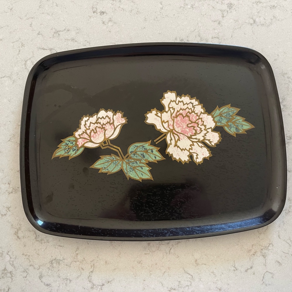Rose Couroc Tray, Serving Tray, Rounded Corners, Rectangle, Rose, Tray